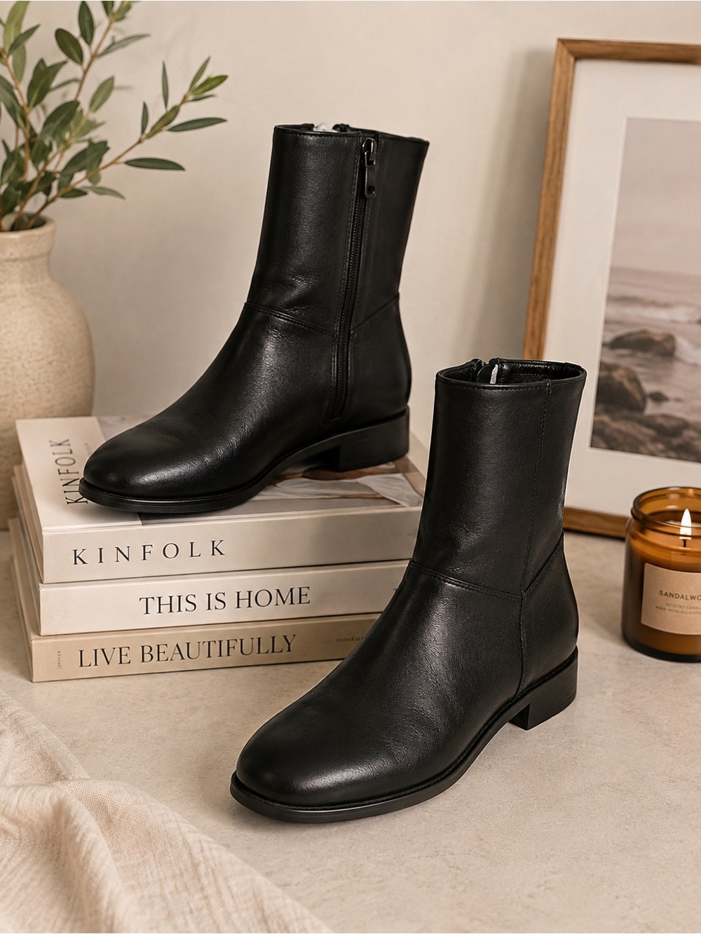 Rockport Black Leather Ankle Boots